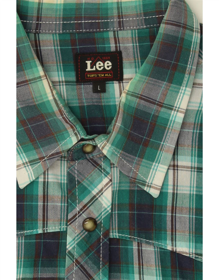 LEE Mens Shirt Large Green Check Cotton Vintage Lee and Second-Hand Lee from Messina Hembry 