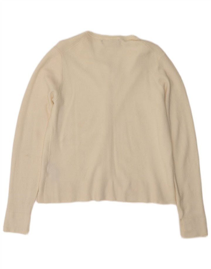 Zara Femme Cardigan Pull UK 12 Moyen Blanc Viscose