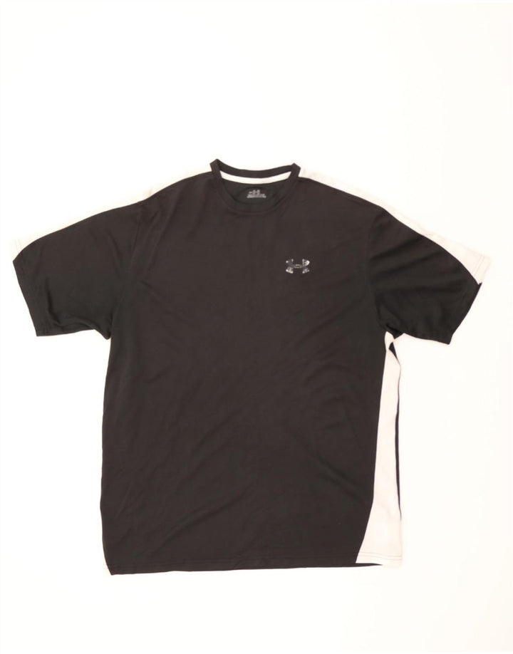 UNDER ARMOUR Mens T-Shirt Top Medium Black Colourblock Polyester Vintage Under Armour and Second-Hand Under Armour from Messina Hembry 