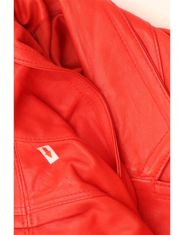 manteau en cuir surdimensionné femme vintage UK 18 XL Rouge