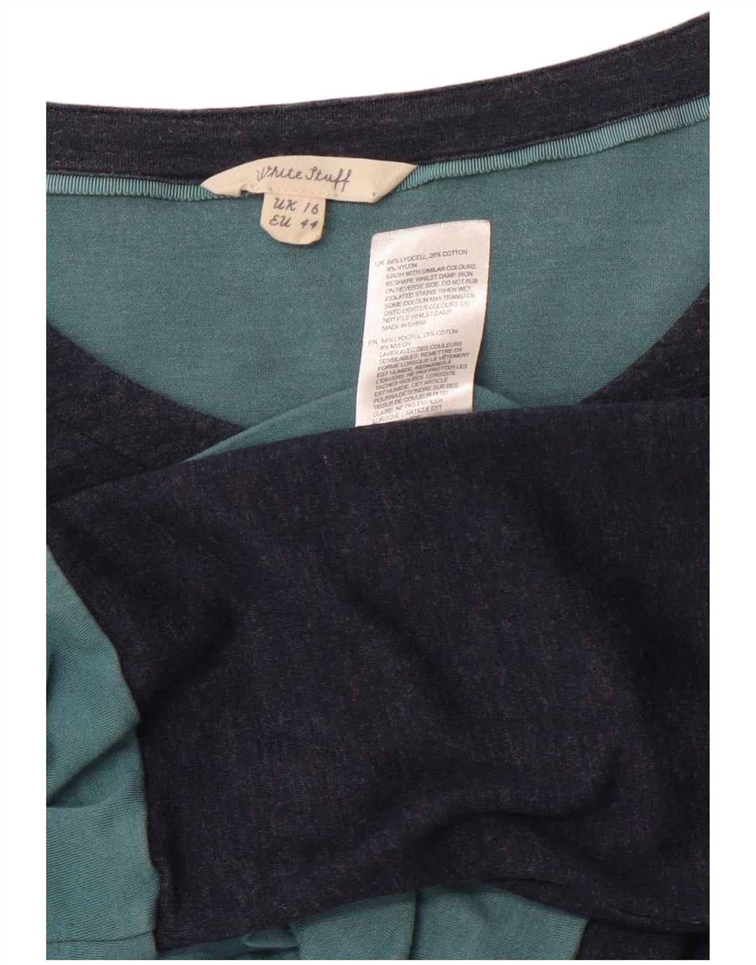 WHITE STUFF Robe trapèze pour femme UK 16 Large Bleu marine Colourblock