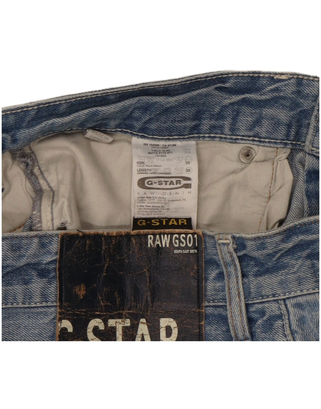 G-Star Jean droit homme W33 L32 bleu coton