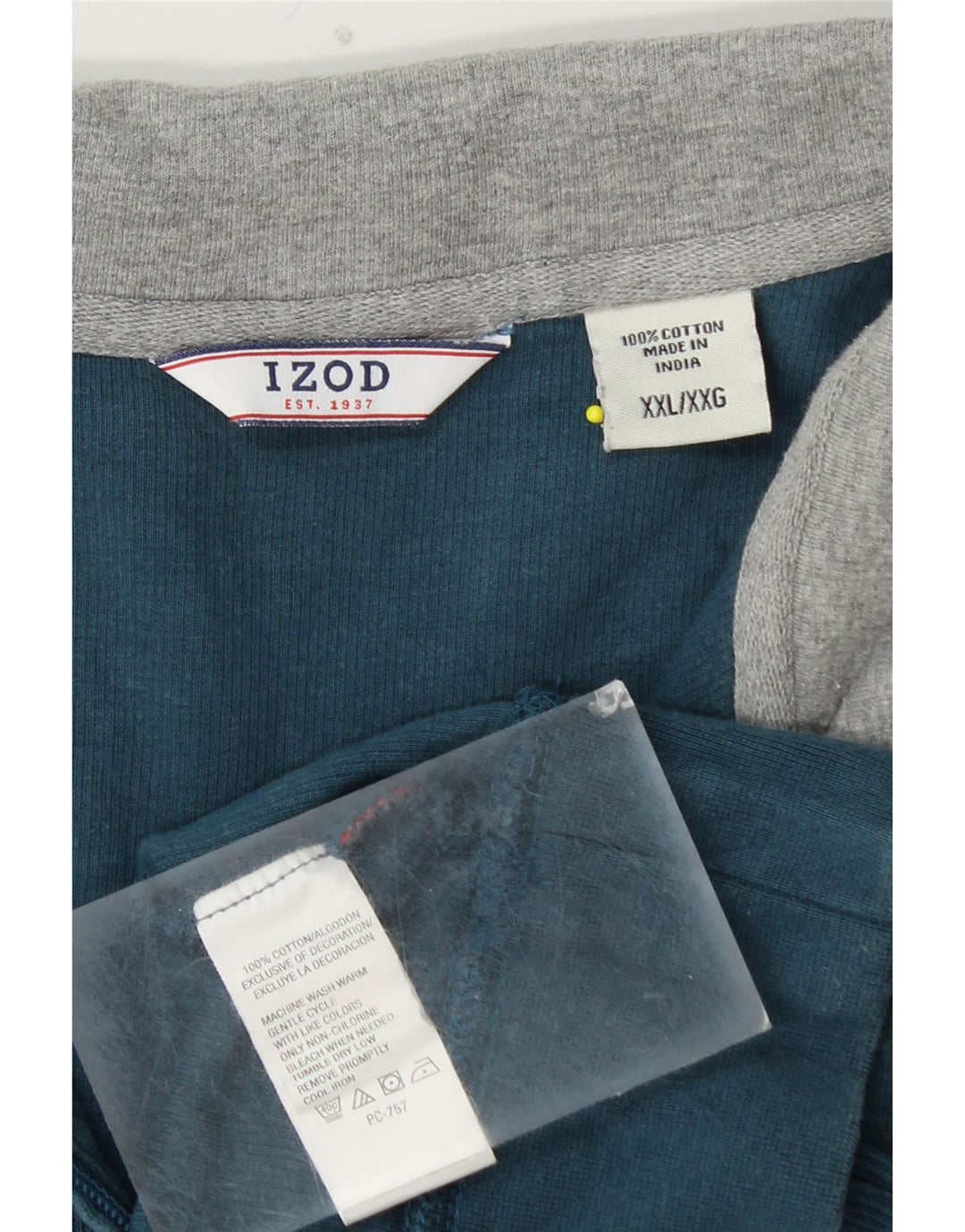IZOD Sweat-Shirt Col Zippé Homme 2XL Bleu Coton