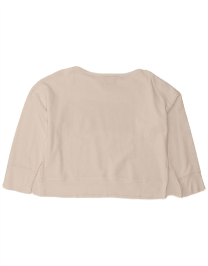 Rifle Womens Graphic Crop Sweatshirt Jumper UK 16 Grand Coton Blanc