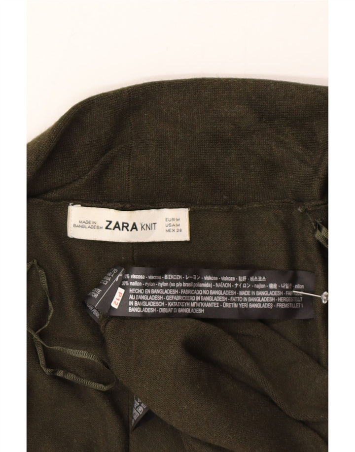 Zara Pull Cardigan Ouvert Femme UK 12 Viscose Vert Moyen
