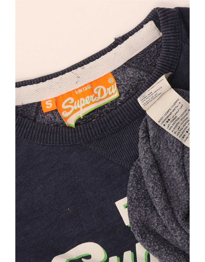 Superdry Homme Graphic Sweatshirt Jumper Petit Bleu Marine Coton