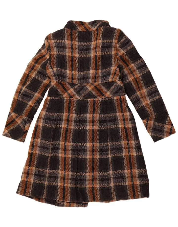 ZARA Manteau croisé pour femme UK 14 Grand noir à carreaux en acrylique