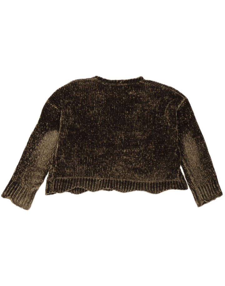 Zara Pull surdimensionné à col rond pour femme UK 10 Petit Kaki
