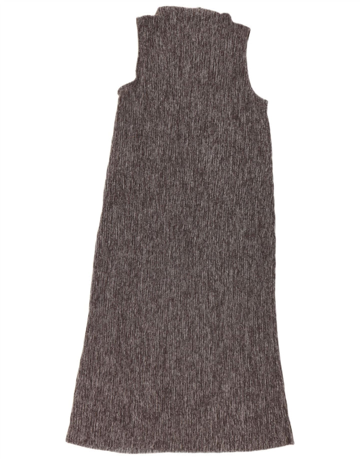 Zara Femme Robe Maxi Sans Manches UK 12 Gris Moyen Polyester