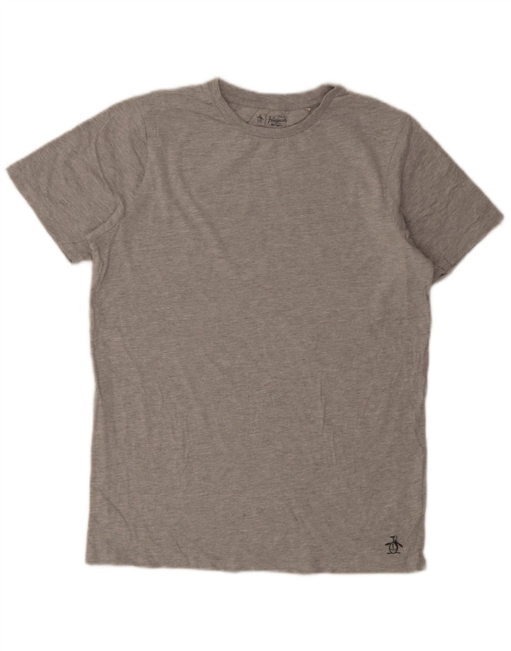 Penguin T-Shirt Homme Top Large Gris Moucheté Coton