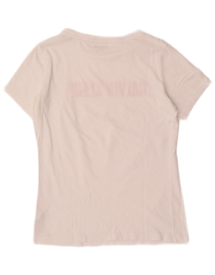 CALVIN KLEIN T-Shirt Graphique Fille 12-13 Ans Blanc Coton