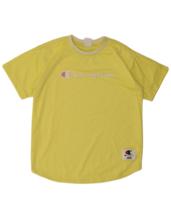 Champion T-shirt graphique surdimensionné pour femme UK 6 XS Jaune