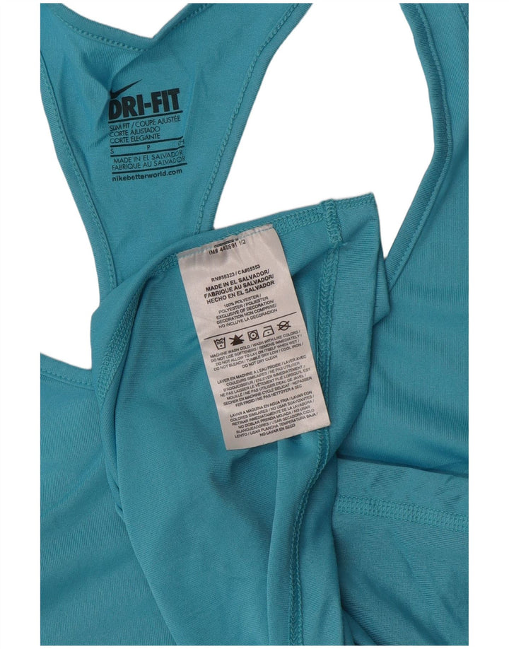 NIKE Débardeur Dri Fit Slim Fit pour femme UK 8 Petit Bleu Polyester