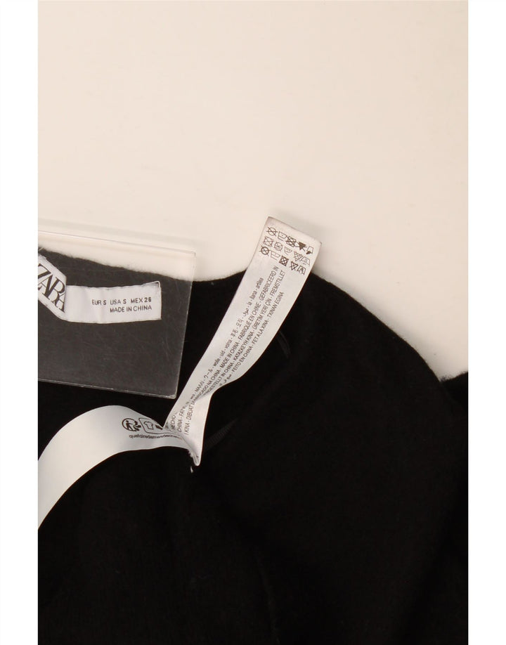 Zara Pull col V pour femme UK 10 Petite laine noire