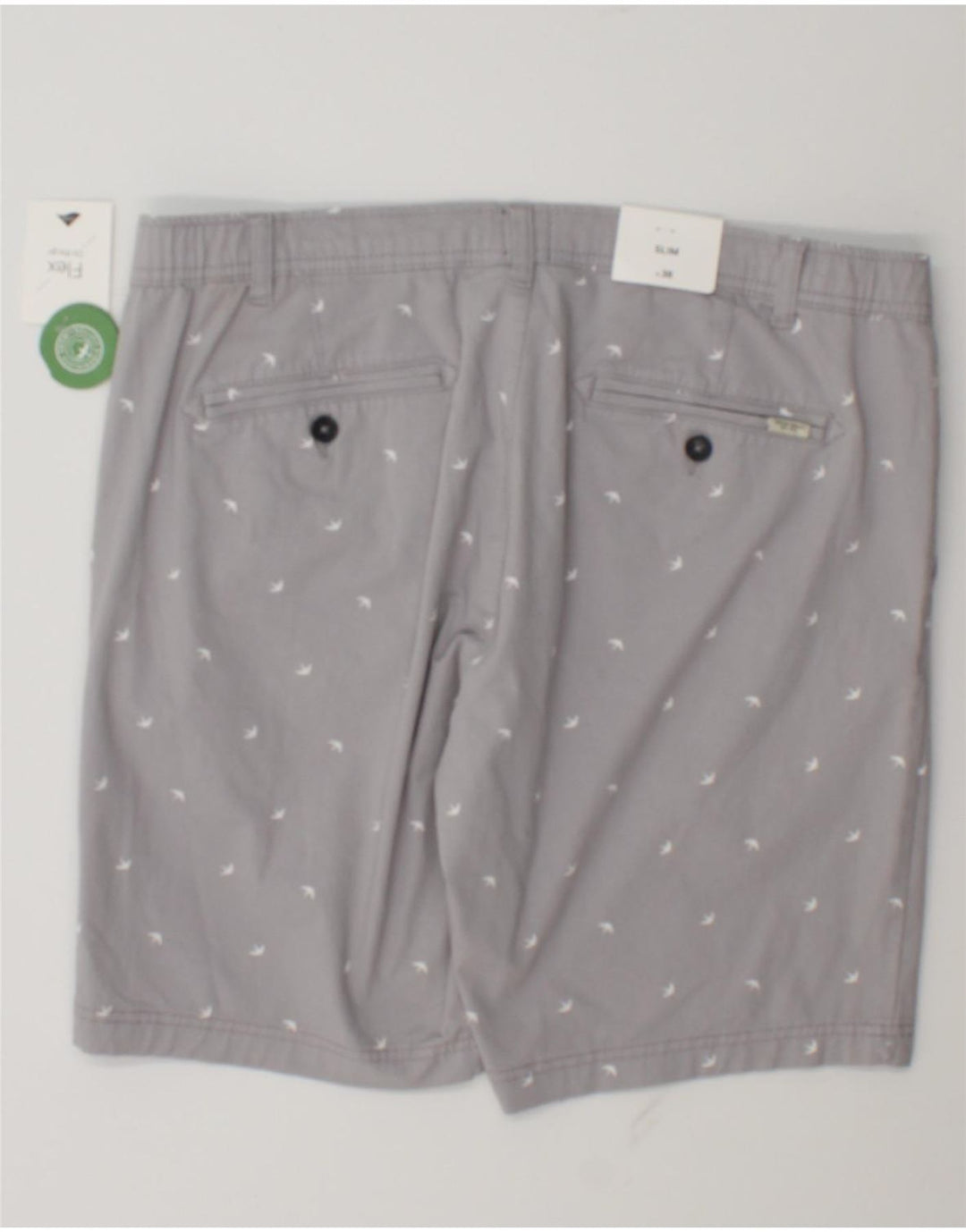 C & A Short Chino Slim à Motif Abstrait pour Homme W38 XL Gris Coton