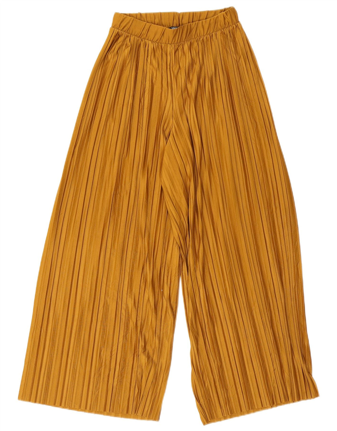 Zara Pantalon court à jambe large pour femme Petit W26 L23 Beige Polyester