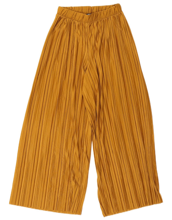 Zara Pantalon court à jambe large pour femme Petit W26 L23 Beige Polyester
