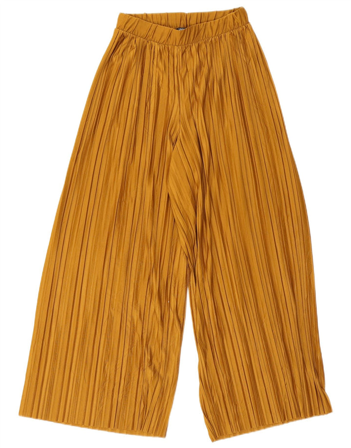 Zara Pantalon court à jambe large pour femme Petit W26 L23 Beige Polyester