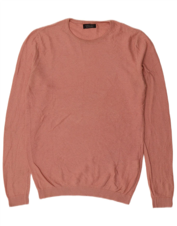 Zara Homme Pull Col Ras Du Cou Acrylique Rose Moyen