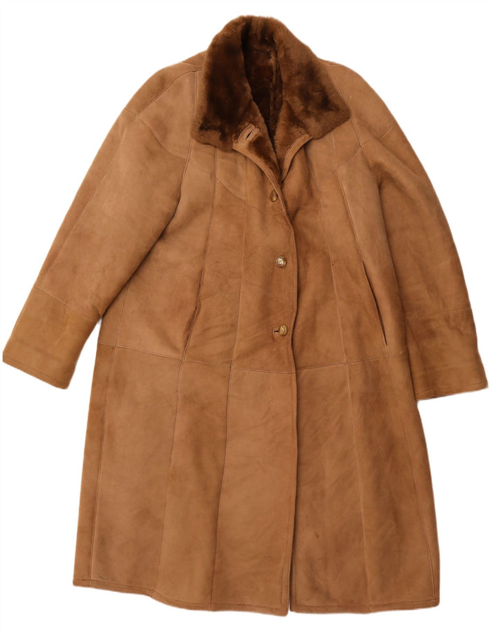 VINTAGE Manteau en peau de mouton pour femme IT 52 2XL Peau de mouton marron