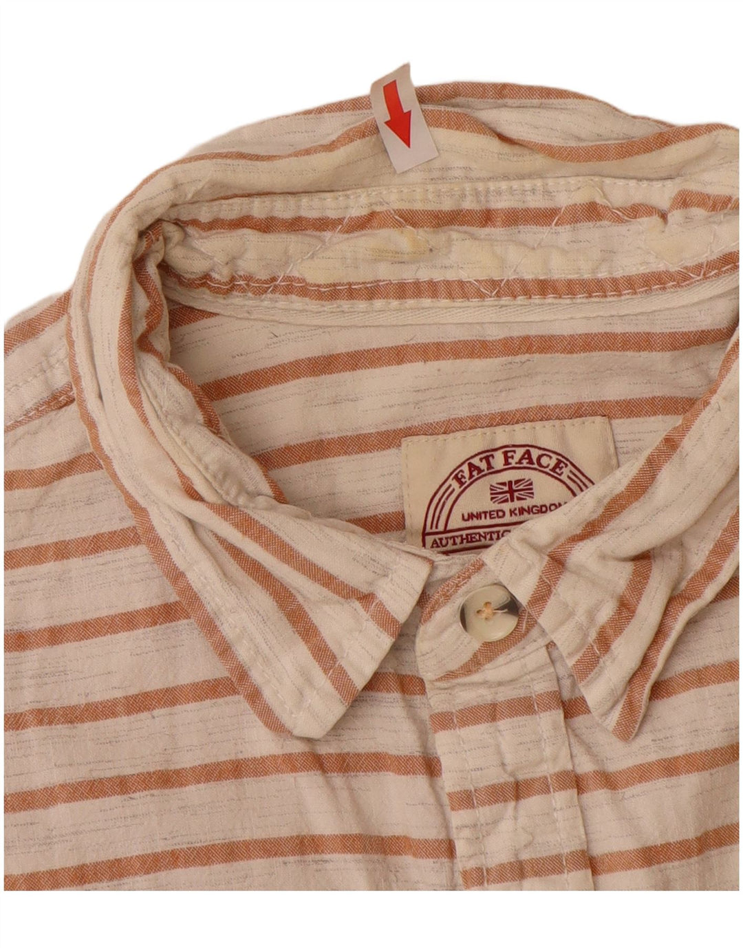 Fat Face Chemise à manches courtes pour homme en coton rayé blanc