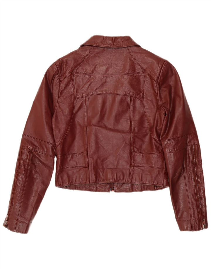 Wilsons Veste en cuir court pour femme UK 8 Petit cuir bordeaux