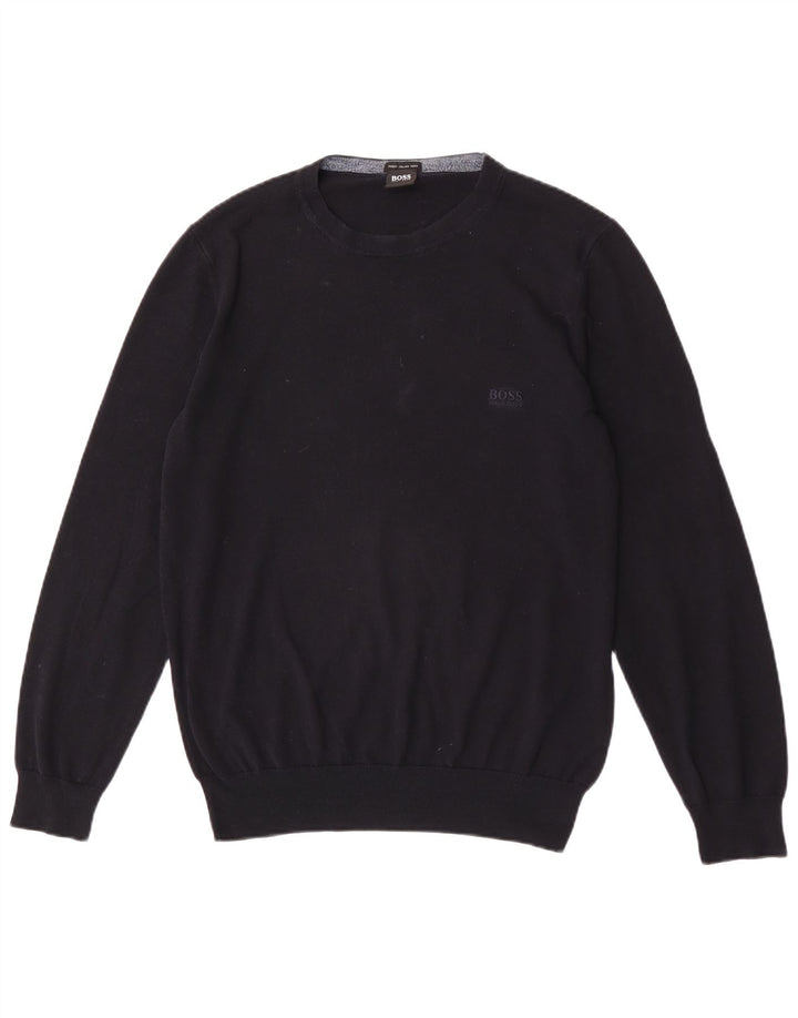Hugo Boss Pull Regular Fit à col rond en coton noir moyen