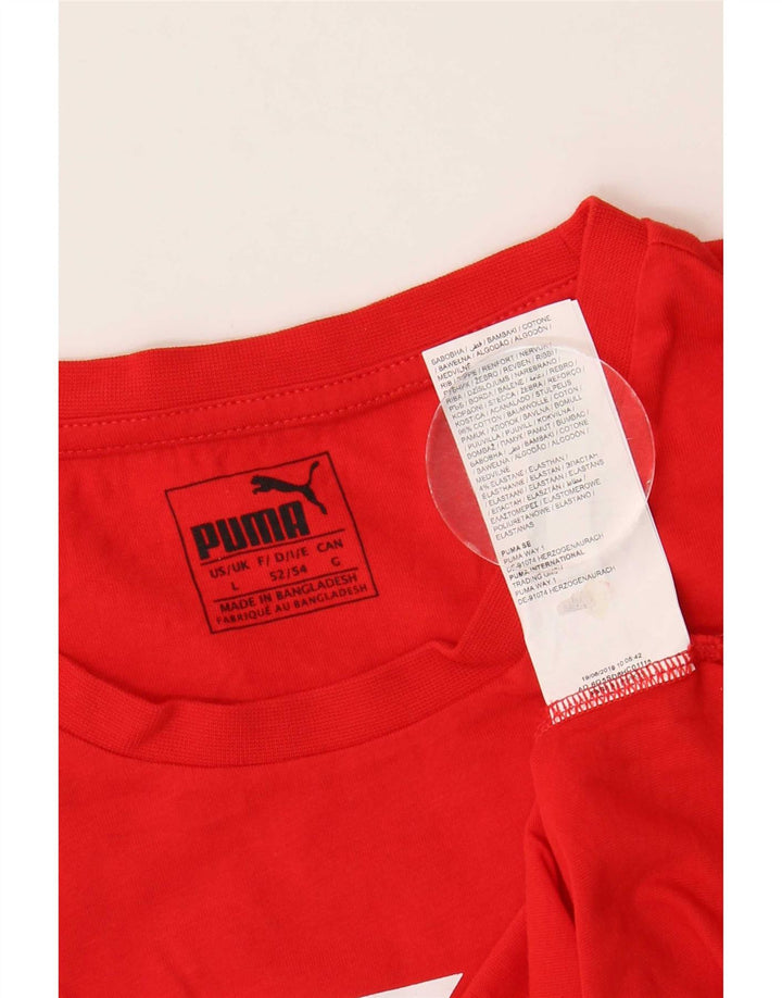 Puma Homme Graphic T-Shirt Top Large Rouge Coton