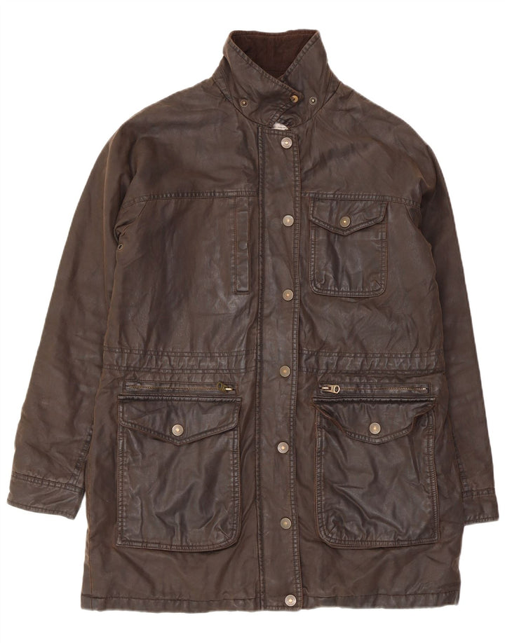 FAT FACE Veste surdimensionnée en coton ciré pour femme UK 10 Petit coton marron