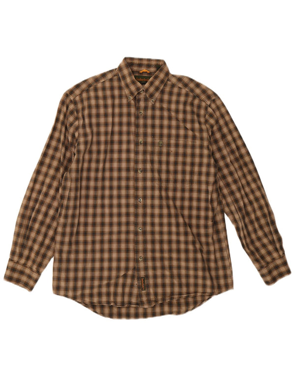 Timberland Chemise en flanelle pour homme en coton à petits carreaux marron