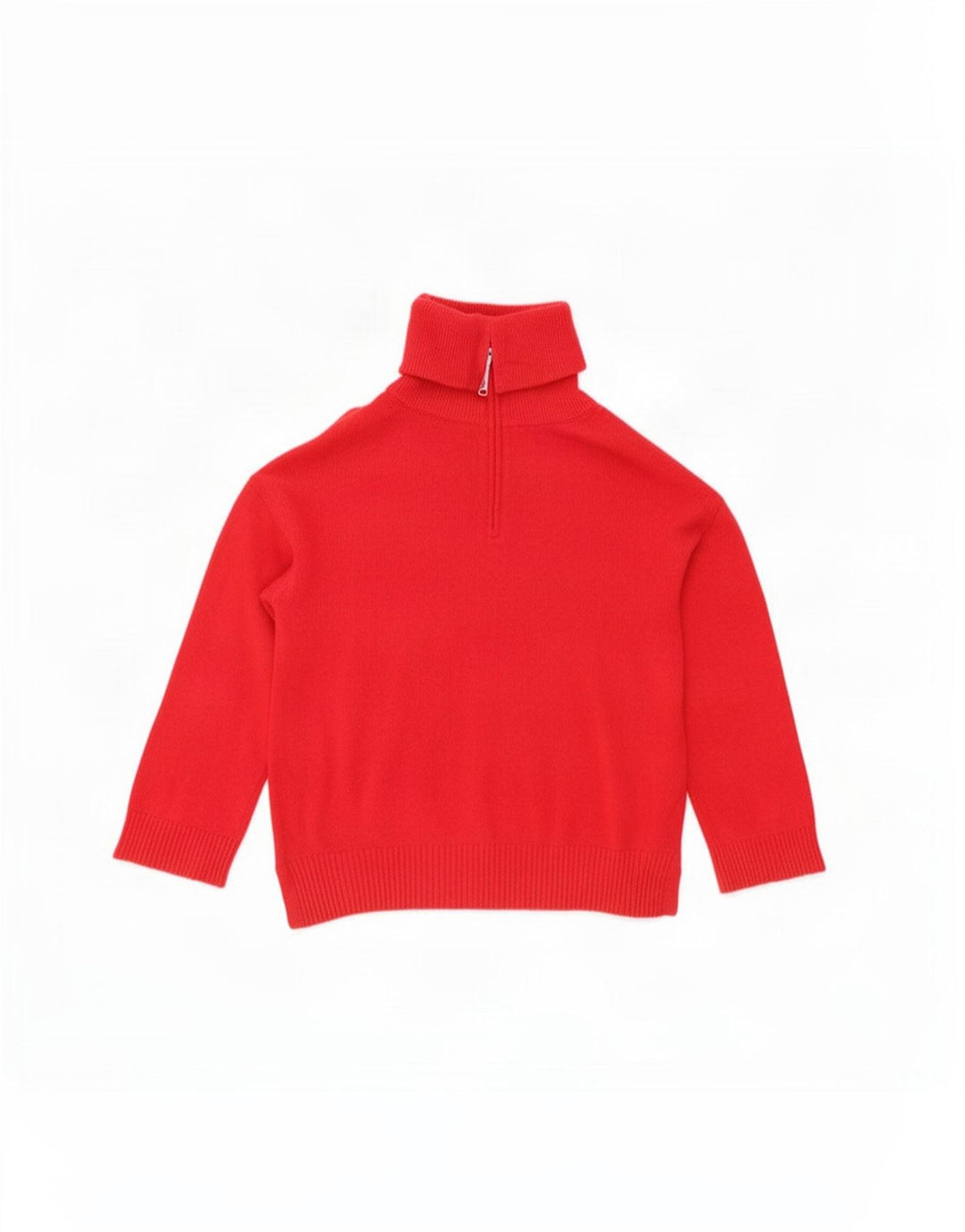 Massimo Dutti Pull à col zippé pour femme UK 16 Grande laine rouge