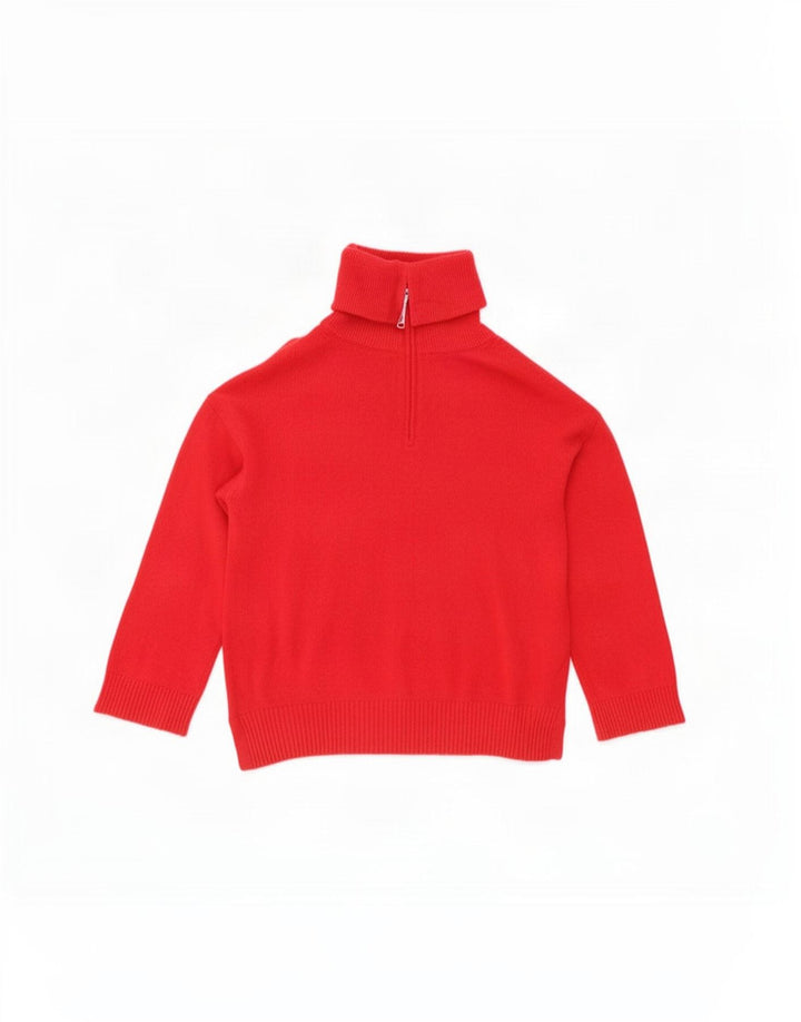 Massimo Dutti Pull à col zippé pour femme UK 16 Grande laine rouge