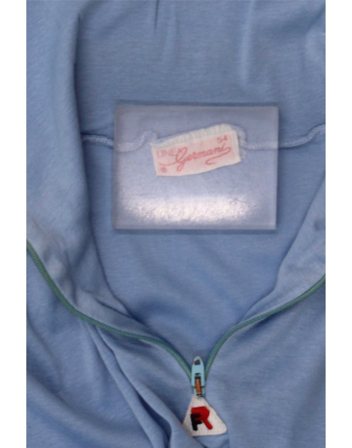 Vintage Homme 1/4 Zip Top Manches Longues XL Bleu