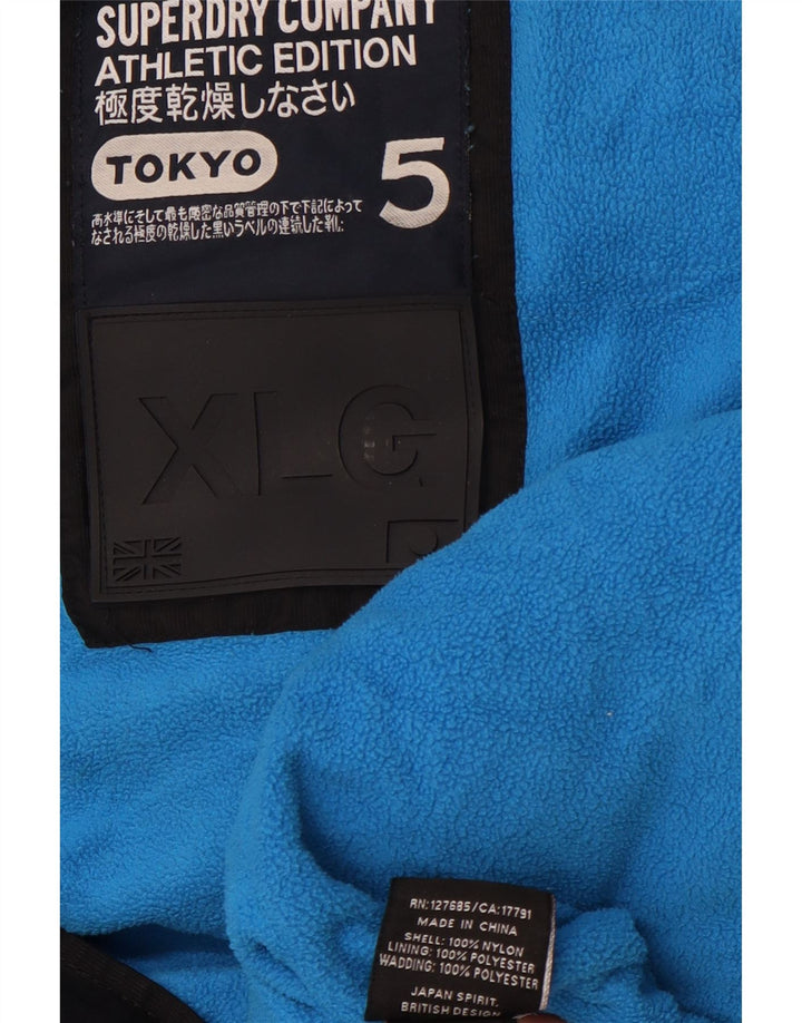 SUPERDRY Gilet rembourré à capuche pour homme UK 42 XL Noir Nylon