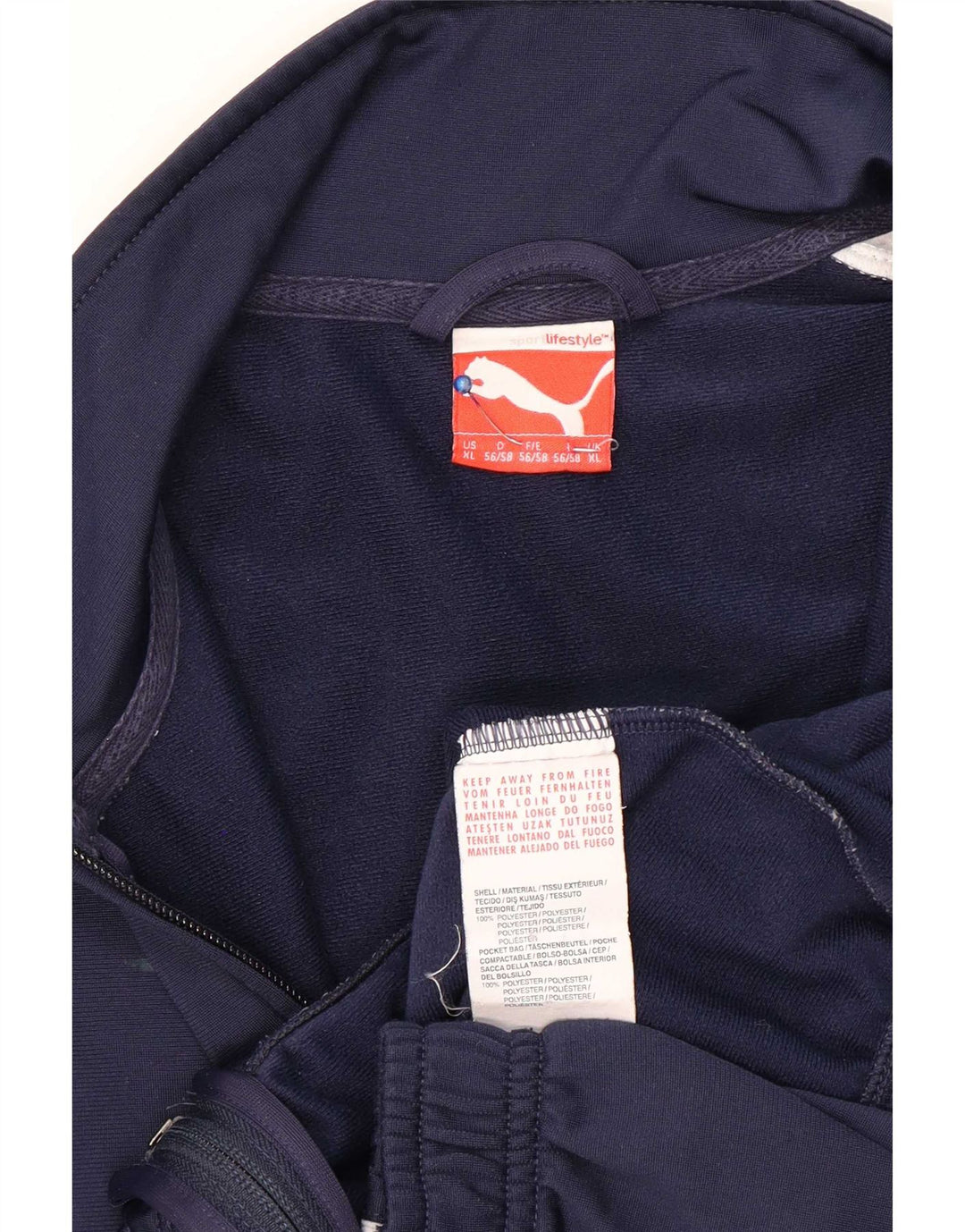 Puma Veste de survêtement pour homme XL Bleu marine Colorblock Polyester