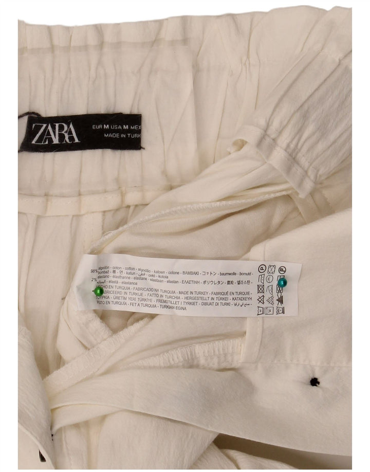 Zara Femme Short Taille Haute Moyen W28 Coton Blanc