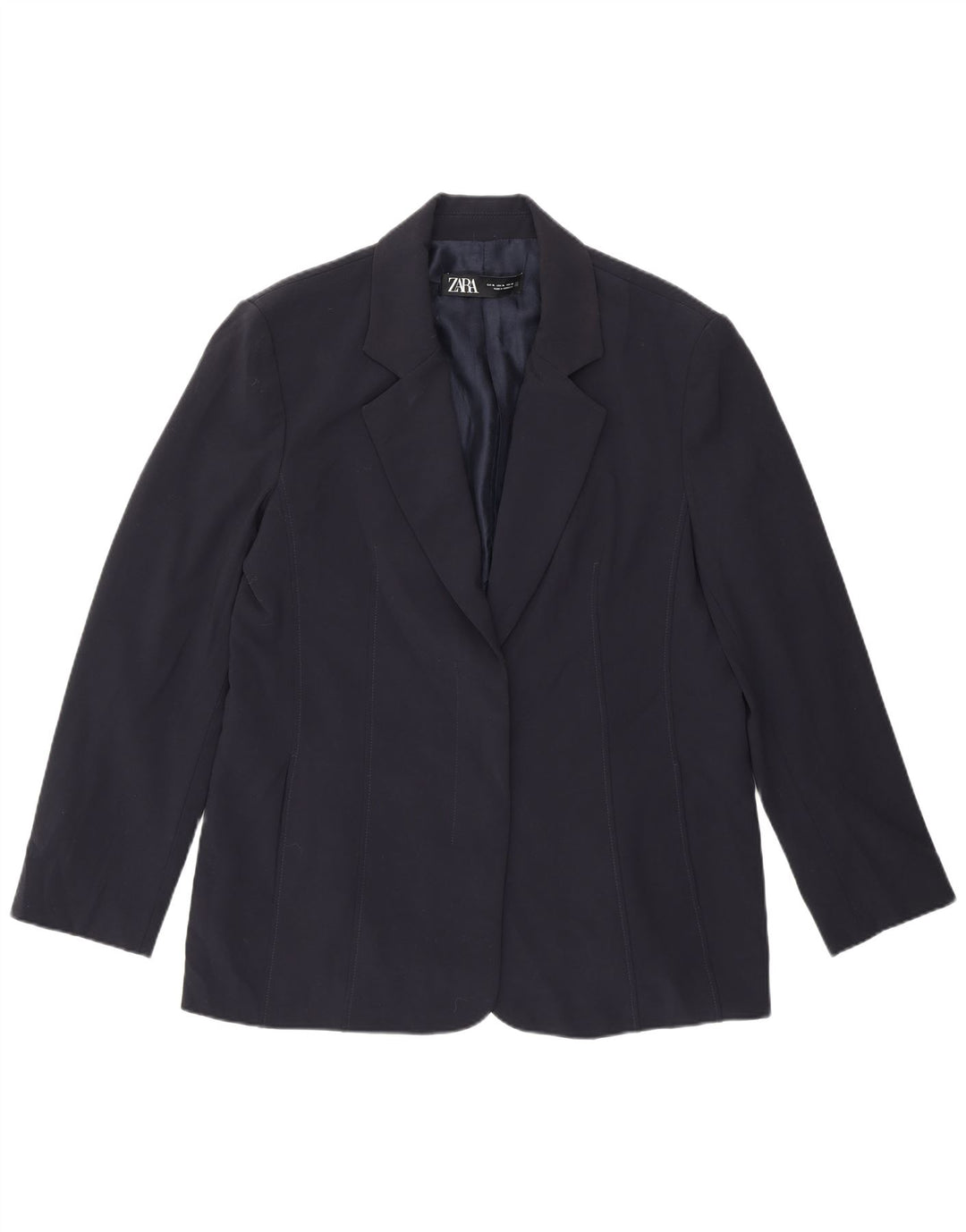 Zara Veste Blazer Femme UK 18 XL Bleu Marine Polyester