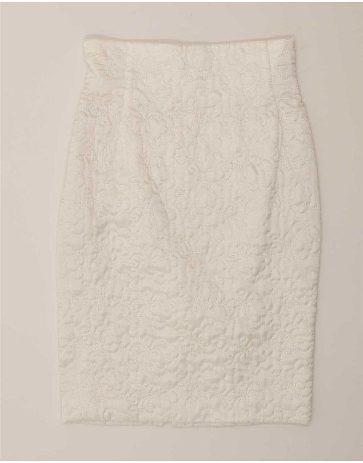 vintage Femme 2 Pièces Jupe Ensemble IT 44 Moyen W28 Viscose Blanche