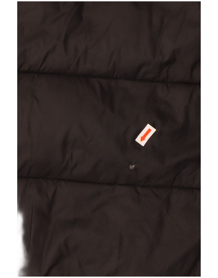 ZARA Manteau matelassé à capuche surdimensionné pour femme UK 10 Small Noir Polyester