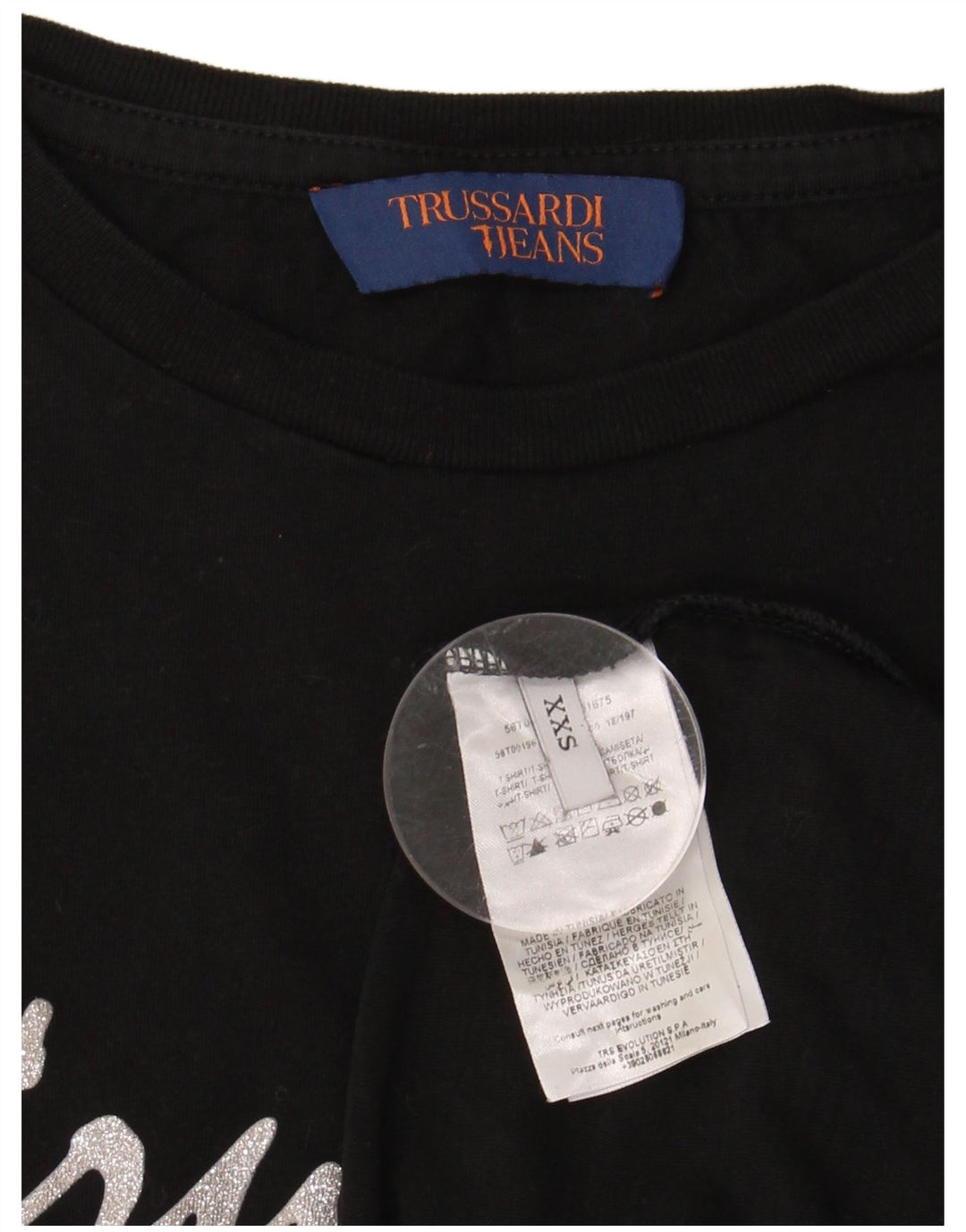 TRUSSARDI JEANS T-Shirt Graphique Oversize Femme UK 2 2XS Noir