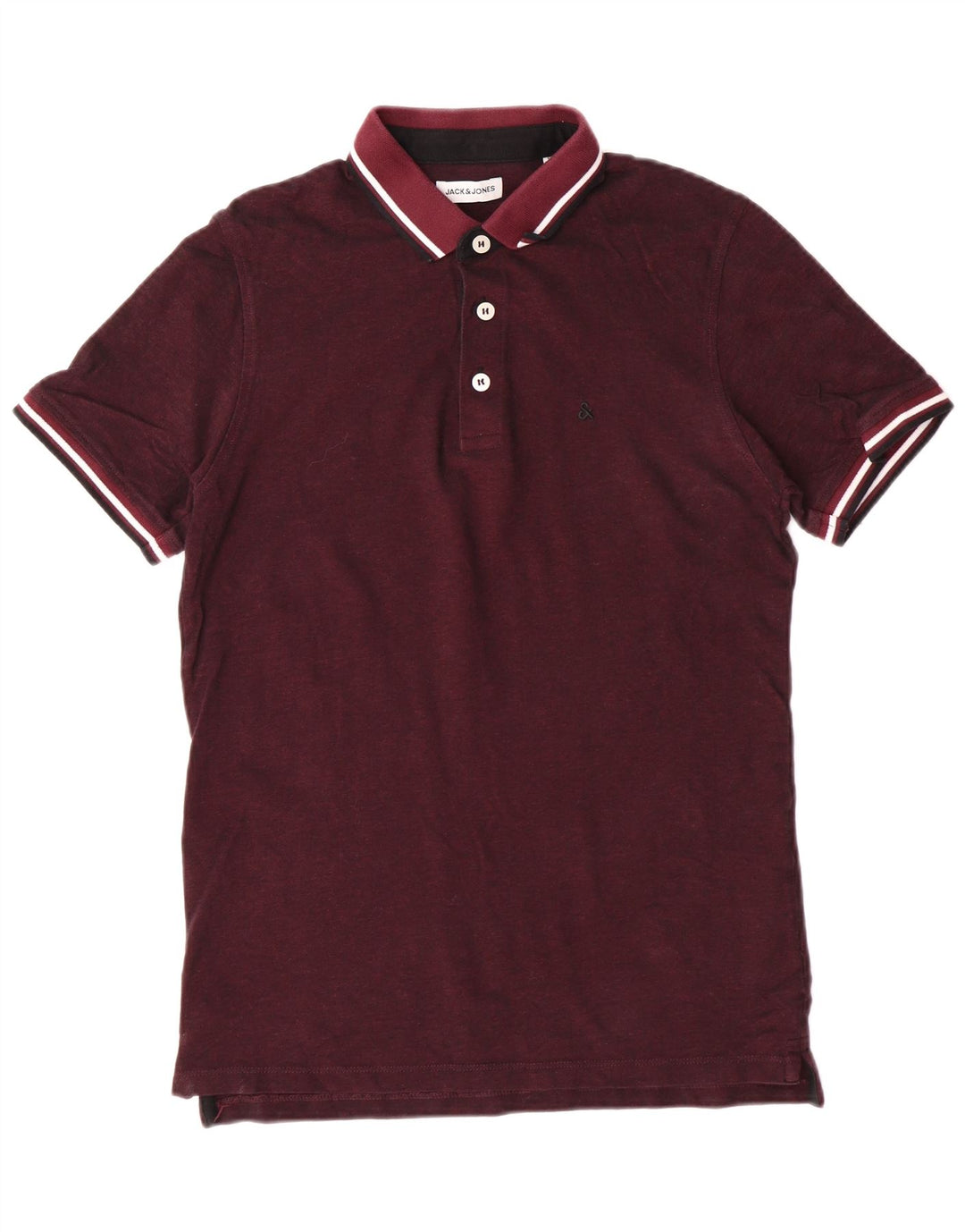 Jack & Jones Polo à manches courtes pour homme en coton bordeaux moyen classique