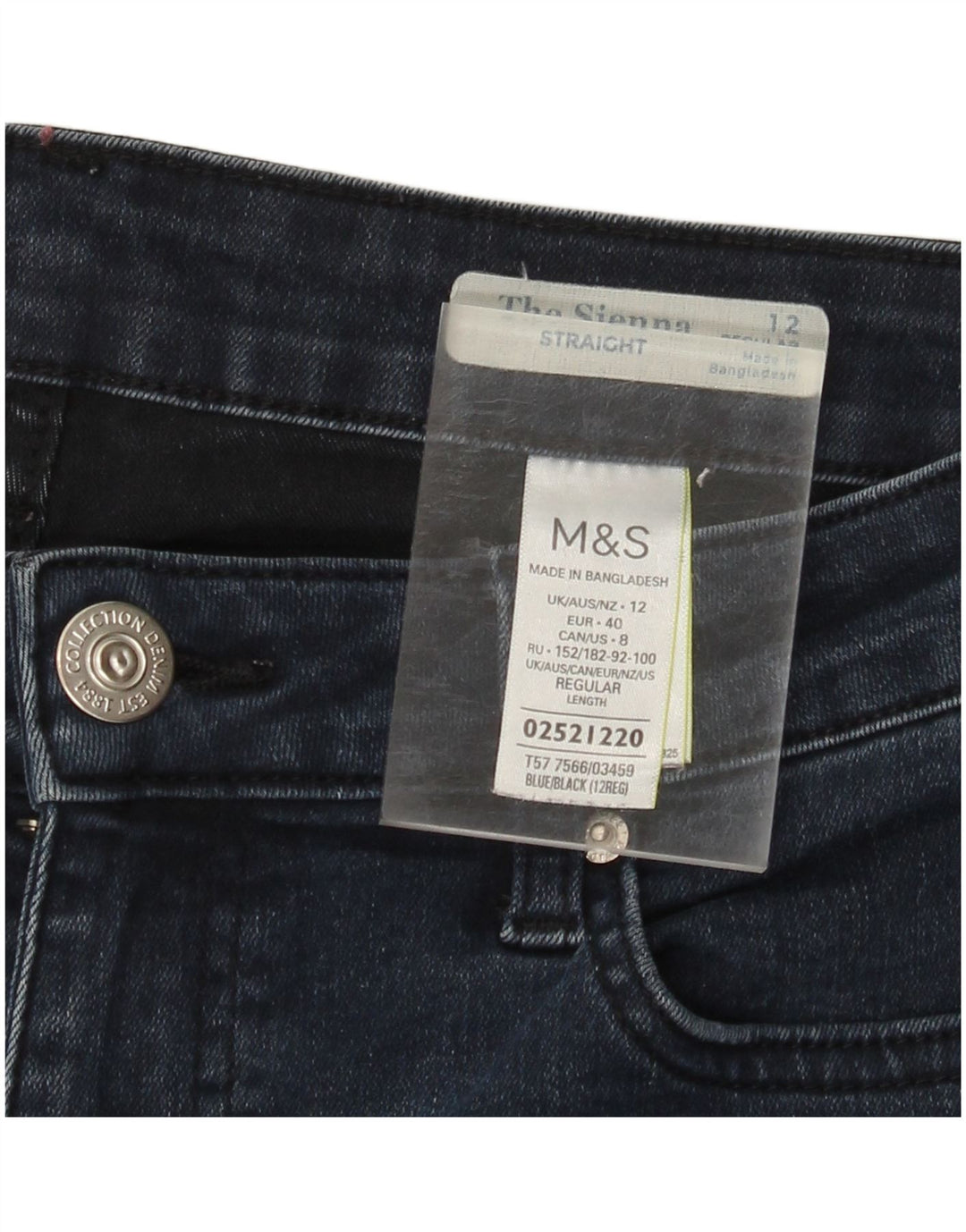MARKS & SPENCER Jean droit pour femme UK 12 Medium W30 L30 Bleu marine