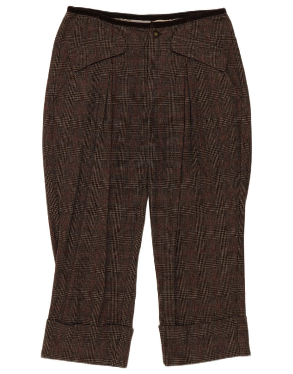 Stefanel Pantalon Capri Femme IT 38 XS W28 L20 Marron à Carreaux Coton