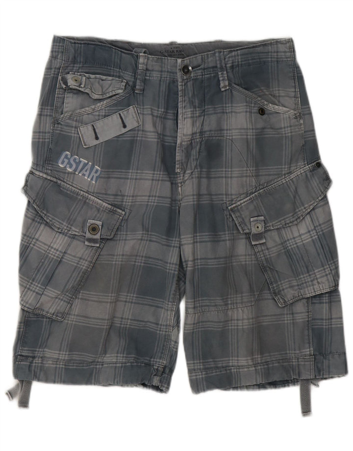G-Star Short Cargo Homme W32 Coton À Carreaux Gris Moyen