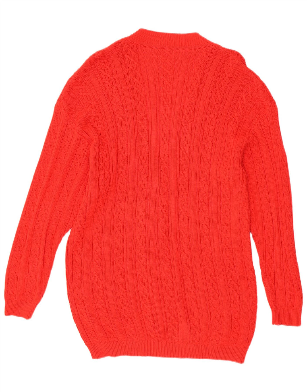 VINTAGE Femmes Surdimensionné Longline Cardigan Pull UK 10 Petit Coton Rouge