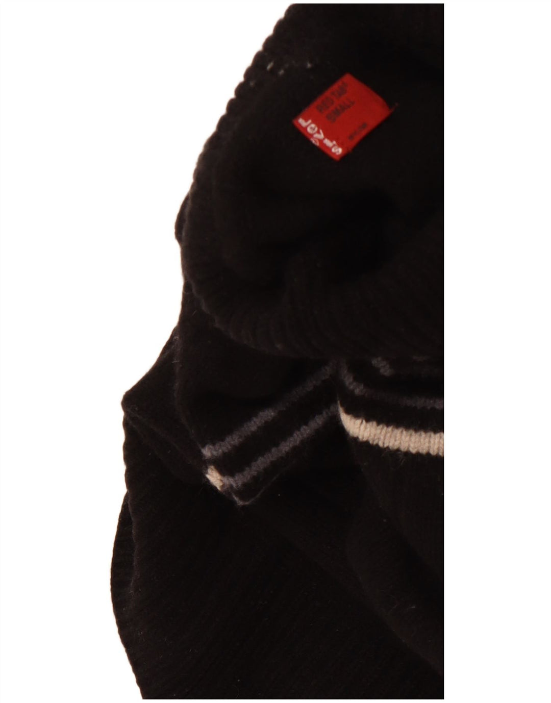 LEVI'S Pull col roulé pour femme UK 10 Petite laine d'agneau rayée noire