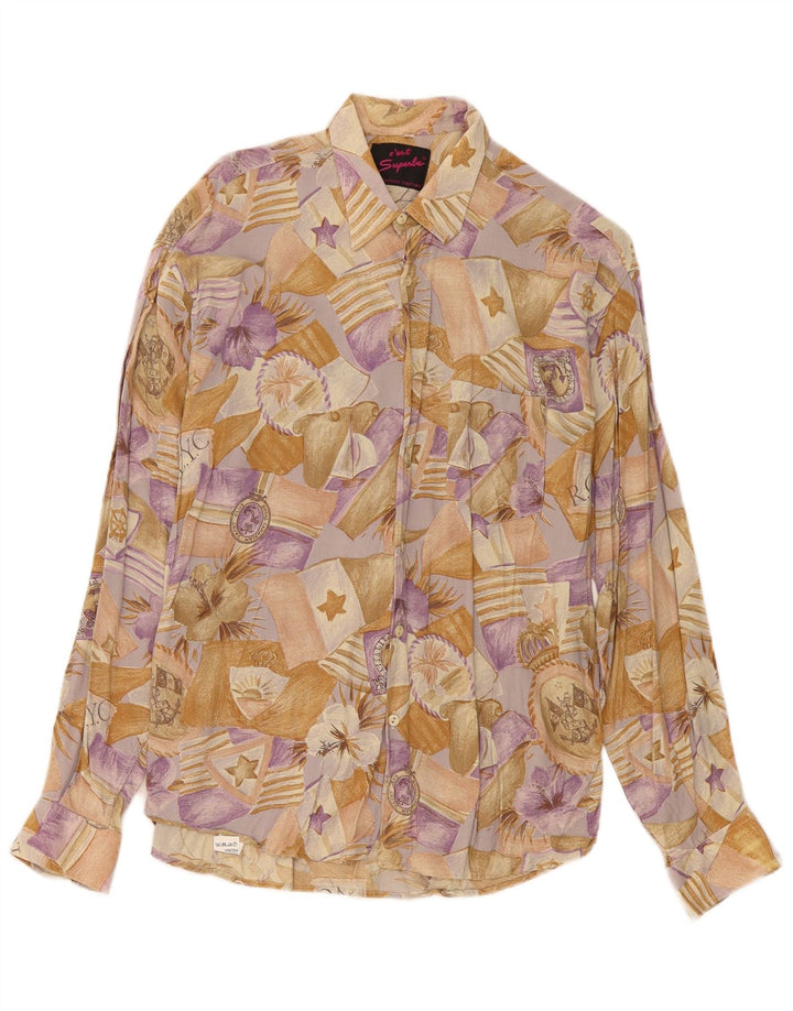 Chemise homme vintage Viscose florale beige moyen