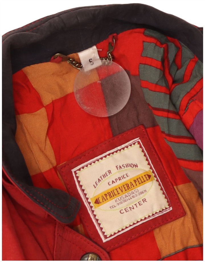 vintage Womens Suede Overcoat Overcoat UK 10 Petit cuir rouge