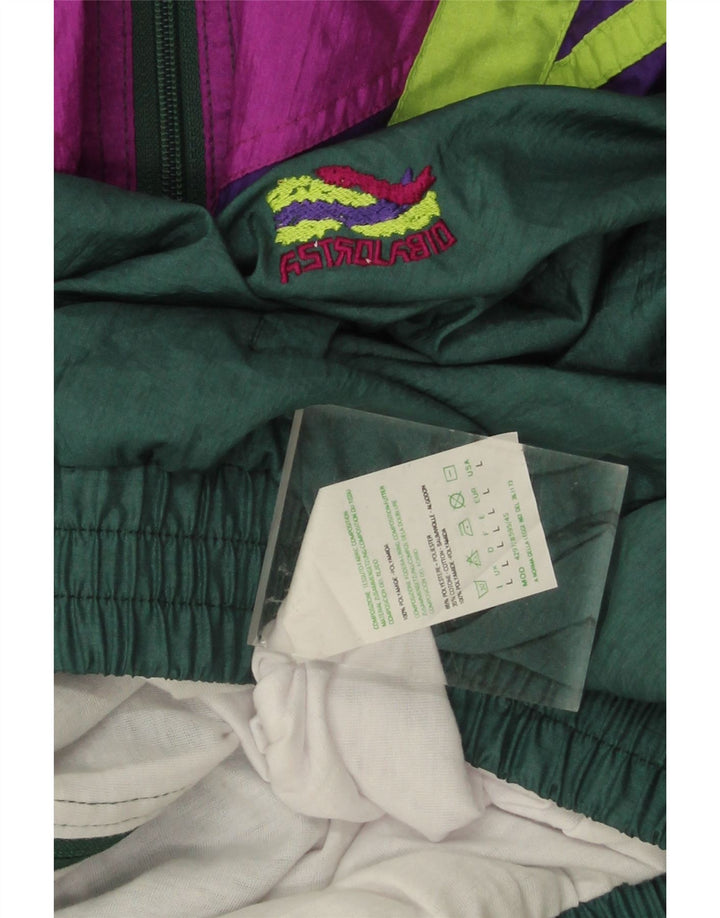 vintage Mens Surdimensionné Survêtement Top Veste Grand Colorblock Vert