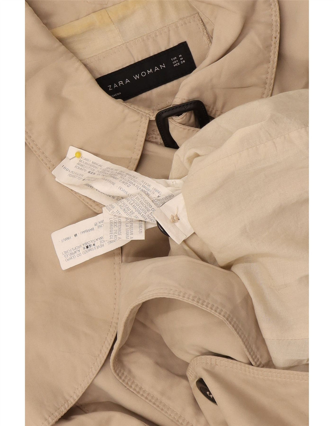 Zara Trench Femme UK 12 Polyester Beige Moyen